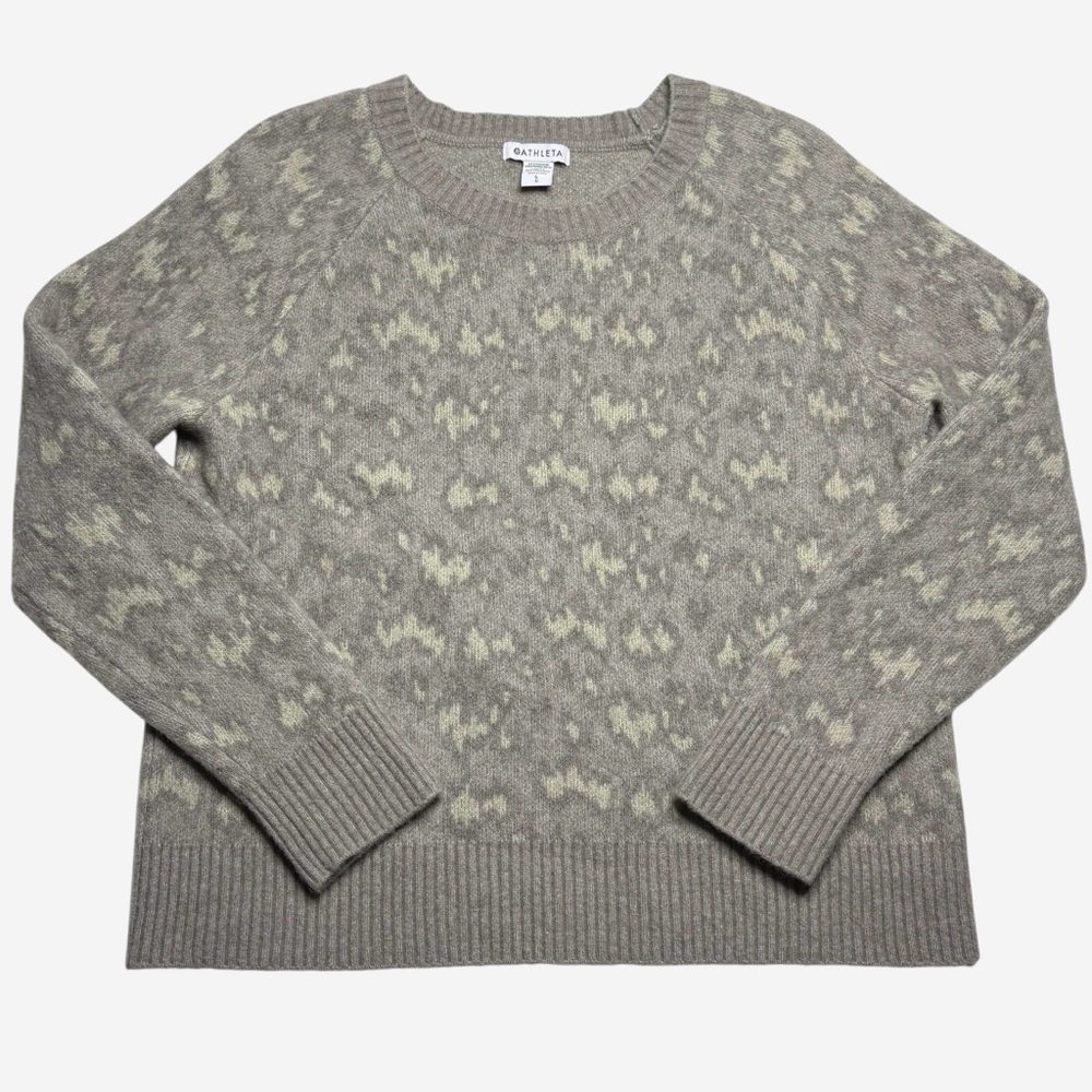 Athleta Merino Wool Blend Crewneck Sweater Hawthorn Animal Print • Size Large - Picture 4 of 9